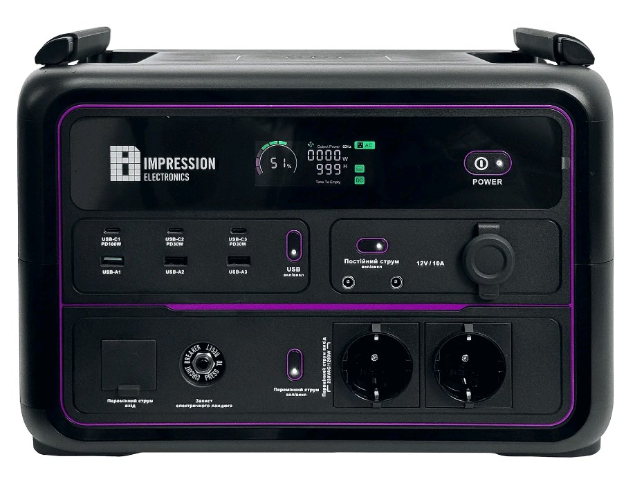 Портативна зарядна станція 1200 Вт з функцією ДБЖ Impression UAPower UA1201LFP